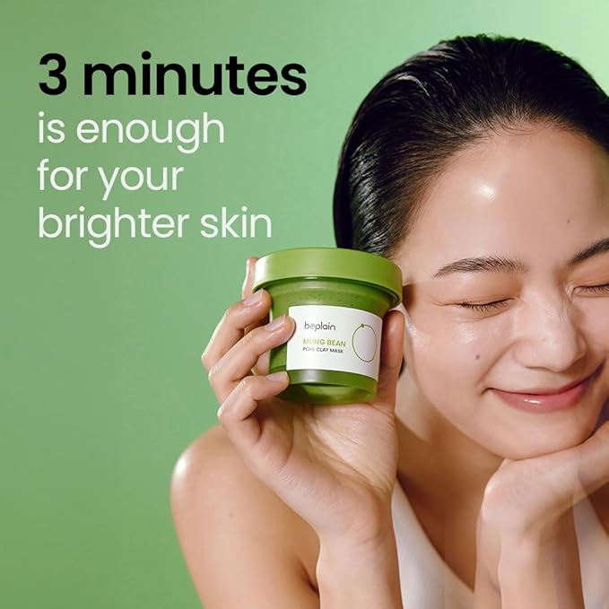 beplain Mung Bean Pore Clay mask (4.05 fl oz /120ml) | Fragrance-Free | Wash Off Mask for Blackhead & Whitehead Care | Quick 3 Minute to Gently Cleanse, Exfoliate and Tighten Pores | Korean Skincare