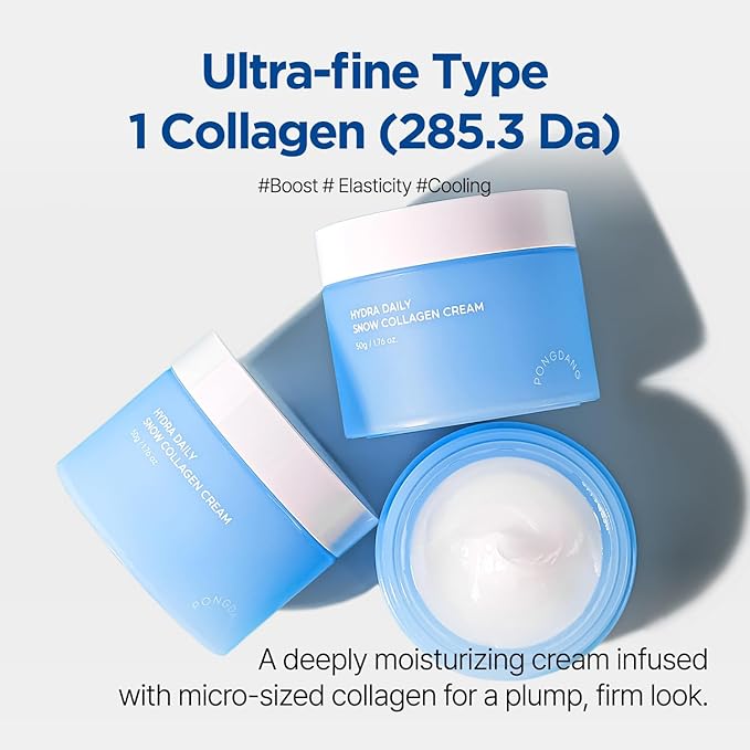 PONGDANG Daily Snow Collagen Cream | Intense Hydration & Cooling Formula | With Collagen, Cabbage Extract & Redness Relief | Deep Moisture for a Fresh, Soothing Finish | Korean Skin Care