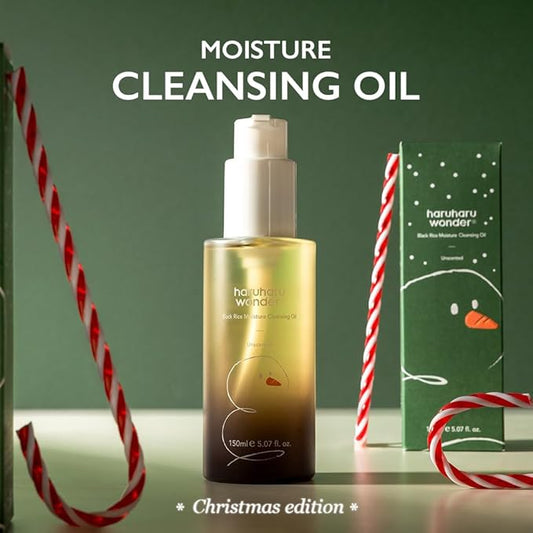 HARUHARU wonder Black Rice Moisture Cleansing Oil, (Christmas Limited Edition), Korean Facial Cleanser, Makeup Remover, Holiday stocking stuffers, 5.07 fl.oz