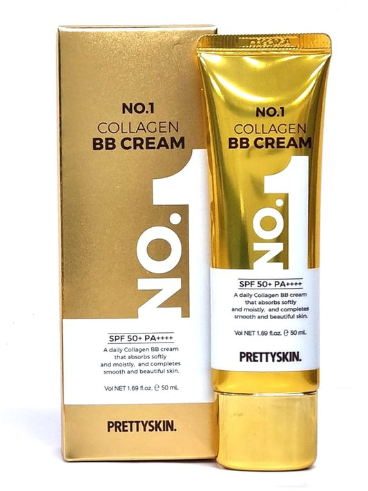 PRETTYSKIN Collagen BB Cream with Zinc Oxide & Titanium Dioxide – Lightweight Daily Korean BB Cream for Moisture Balance, Natural Coverage & Skin Comfort (1.69 fl.oz.)