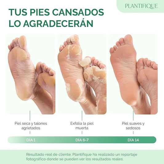 PLANTIFIQUE Foot Peeling Mask 2 Pack Peach and Korean Foot Mask with Shea Butter 4 Pairs box for Dry & Cracked Feet