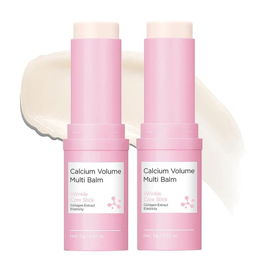 Cemenrete Calcium Volume Multi Balm Stick, Korean Collagen Moisturizing Glow, Hydrating & Anti-Aging Almond Vitamin E for Face, Eyes, Lips & Neck (Multi Balm Stick, 2)