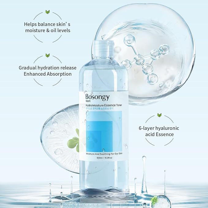 Hydro Moisture Essence Toner 500ml(16.9fl.oz.) – Deep Nourishing Facial Toner for Dry & Sensitive Skin, Infused with Hyaluronic Acid, Panthenol &Azelaic Acid Korean Skincare