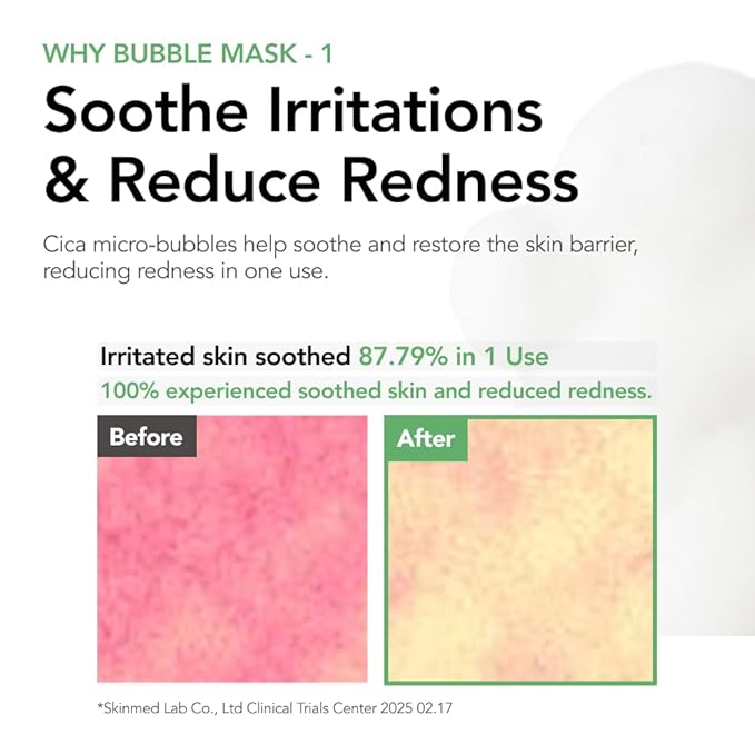 MENOKIN 30 Seconds Quick Bubble Mask [CLEAR] - [Cica] in Micro-bubbles For Soothing & Skin Strengthening, Hydration, Clearer Complexion, Korean Skin Care Essential, 70 Uses, 3.21 fl.oz