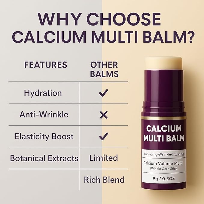 2Pcs Calcium Multi Balm Anti-Aging Face Cream, Korean Collagen Anti Wrinkle Stick, Wrinkle Core Stick, Hydrating, Firming Skin, Suitable for Eyes, Neck, Face