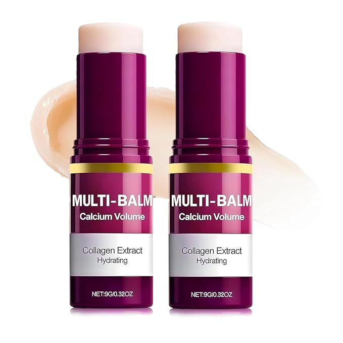2 Pcs Calcium Multi Balm, Calcium Volume Multi Balm – Korean Collagen Moisturizing Stick for Anti-Aging, Hydrating & Firming Treatment with Vitamin E – Suitable for Eyes, Face, Neck, All Skin Types