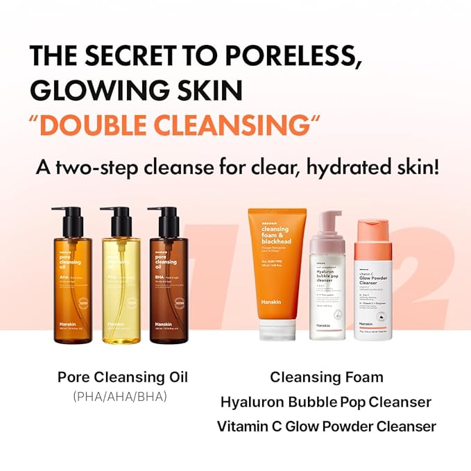 Hanskin AHA Pore Cleansing Oil for Dry Skin, Exfoliating, Waterproof Makeup Sebum Remover Facial Oil Cleanser for Face, Moisturizing for Soft Skin, Korean Skincare [AHA/10.14 oz.]