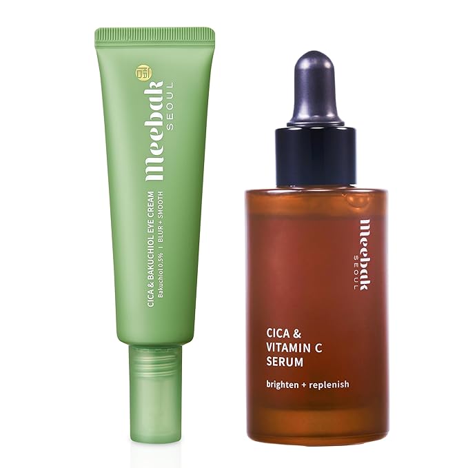 Meebak Cica & Vitamin C Serum and Cica & Bakuchiol Eye Cream – Korean Skincare Bundle