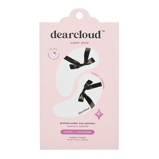 dearcloud Super Glow Under Eye Patches – Niacinamide & Vitamin C – Korean Skin Care – Travel Size Toiletries (Set of 3)