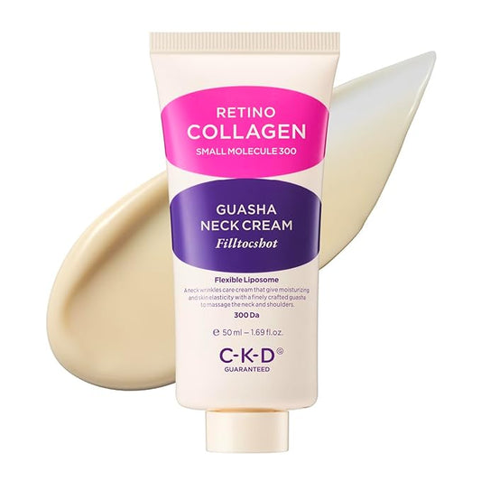 CKD Gua Sha Neck Cream Filltocshot [Refill] - Advanced Anti-Aging Neck Firming Cream with Massage Roller. Visibly Reduces Wrinkles, Lifts & Tightens Sagging Skin, Boosts Elasticity, Korean Skincare.