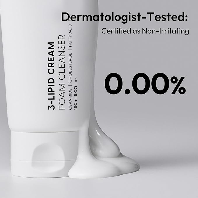 LAYERLAB Korean Face Wash with 5 Ceramides | Hydrating Low pH Cream Foam Cleanser for Sensitive Skin | Helps Support Moisture Barrier, Non-Drying, For All Skin Types 150ml 5.07 fl oz (White)