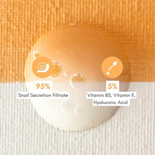 Masque Bar My Ingredients Snail Mucin Serum 95% - Hydrating Serum for Face, Lightweight Skin Perfecting Treatment Formulated to Hydrate, Repair and Rapidly Absorb into Skin, Korean Skincare - 1Fl oz