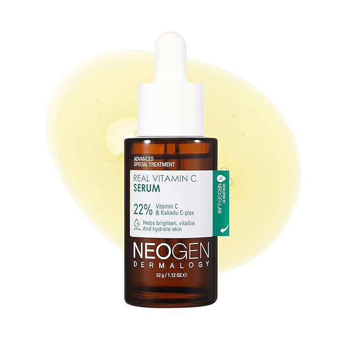 DERMALOGY by NEOGEN Real Vitamin C Serum 1.12 oz (32g) - Brightening, Revitalizing Serum with 22% Pure Ascorbic Acid, Ferulic Acid, Zinc and Niacinamide - Korean Skin Care