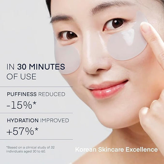 Terez & Honor Under Eye Patches for Dark Circles - 60 Korean Hydrogel Masks for Puffiness, Bags, Wrinkle with Caffeine, Hyaluronic Acid, Niacinamide - Undereye Hydrating & Cooling, Vegan, No Fragrance