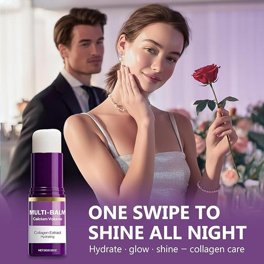 Calcium Multi Balm, Calcium Volume & Wrinkle Core Stick, Korean Collagen Moisturing Stick, Anti-aging, Hydrating, Firming Skin, Suitable for Face, Eyes & Neck, 9g