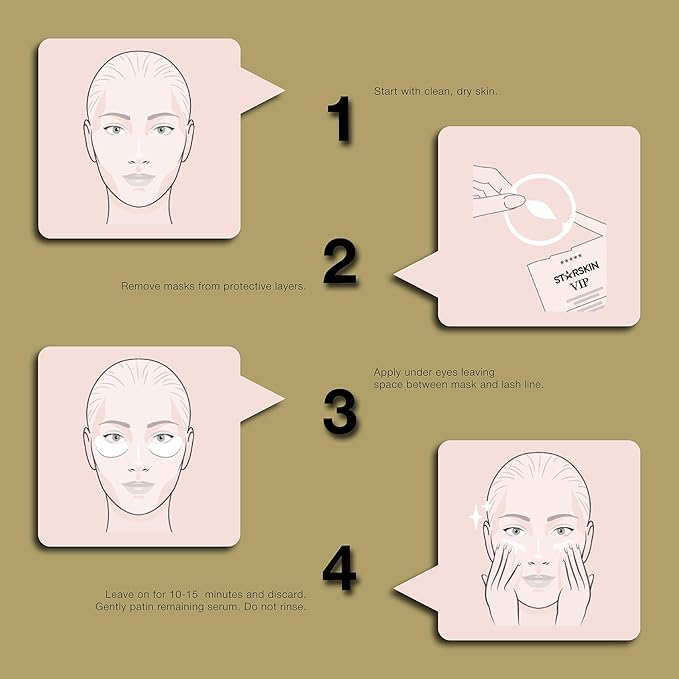 STARSKIN VIP Gold Mask Eye 5 Pack, Gold Undereye Mask Patches, Eye Masks for Puffy Eyes and Wrinkles, Revitalizing and Hydrating Eye Patches, For Dark Circles Under Eye Treatment, Korean Skincare