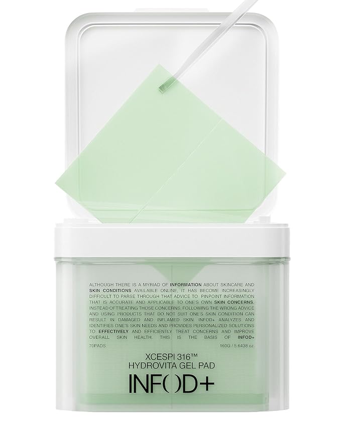 INFODPLUS HydroVita Cooling Gel Toner Pads, 70 Count – Korean Hydrating & Calming Facial Pads for Men & Women with Exosome & Ceramide, Oil Control, Gentle Pore Care, Fragrance-Free for Sensitive Skin