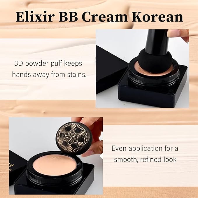 Serentia Elixir Cream Flawless Radiant Skin Instantly, Oberse Elixir BB Cream Korean - Natural Look & Hydrating, Water & Sweat-proof (02# Ivory - Buff Beige)