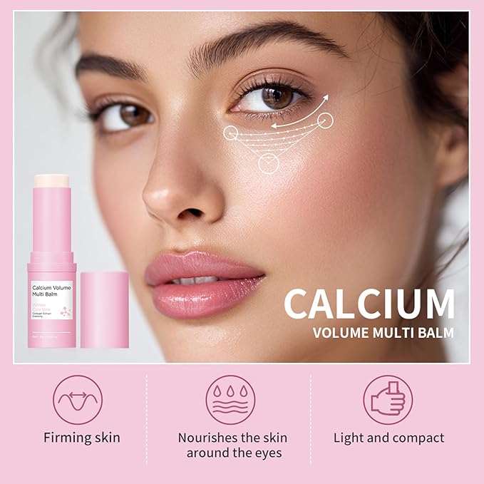 Cemenrete Calcium Volume Multi Balm Stick, Korean Collagen Moisturizing Glow, Hydrating & Anti-Aging Almond Vitamin E for Face, Eyes, Lips & Neck (Multi Balm Stick, 2)