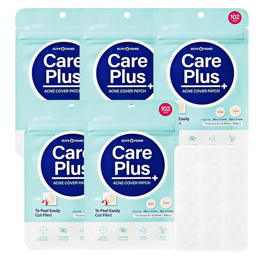 OLIVE YOUNG Care Plus Spot Patch | Hydrocolloid Acne Korean Spot Patch to Cover Zits, Pimples and Blemishes, for Troubled Skin and Face (510 count (Pack of 5))
