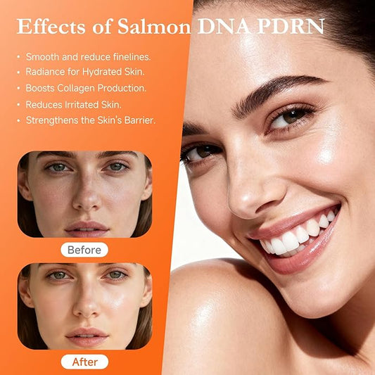 Salmon DNA Serum,99% PDRN Serum For Face Anti Aging One Day With Recombinant Collagen,Glutathione,Hyaluronic Acid,Korean Skin Care For Deep Hydration,Firming & Uneven Skin Tone,0.07 Fl.Oz x 15e