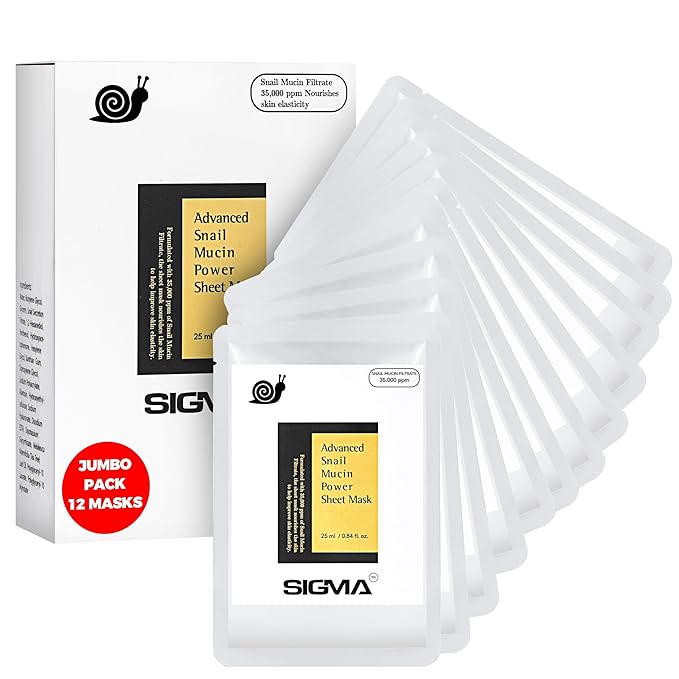 Snail Mucin Face Masks 12 Pack Korean Skincare - Deep Moisturizing Sheet Masks for Dry Sensitive Skin - Hydrating Face Mask No Parabens Sulfates - Cruelty Free Never Tested Animals