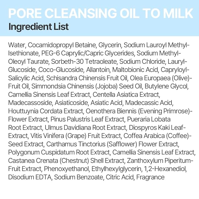 AVEA Pore Cleansing Oil to Milk - Traditional Korean Schisandra Seed Oil, Schisandra Extract | Madecassoside & Asiaticoside | Gentle Hydrating Cleanser for Refining & Smoothing - 3.38 fl oz / 100ml