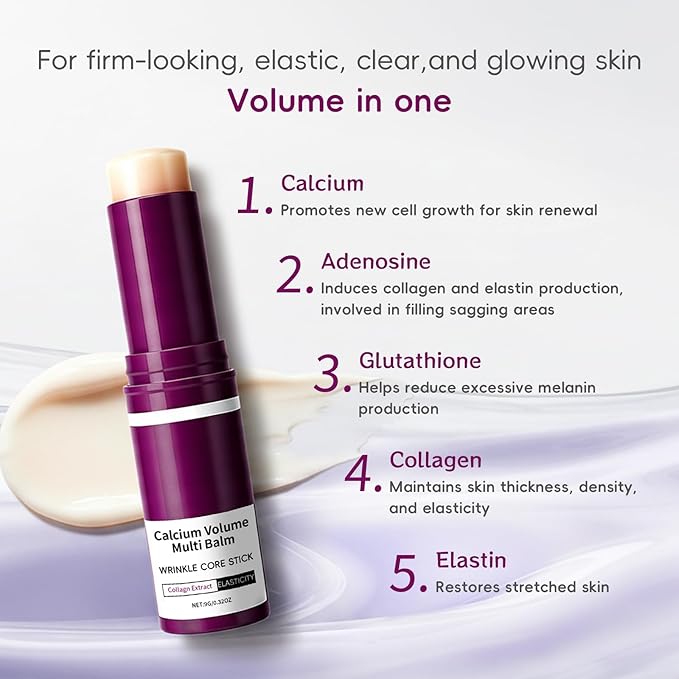 2PCS Cementerre Calcium Multi Balm Stick, Korean Calcium Volume Multi Balm, Collagen Moisturing Stick, Anti-aging, Wrinkles, Sagging, Hydrating, Firming Skin, Suitable for Eyes, Face & Neck-Rose red