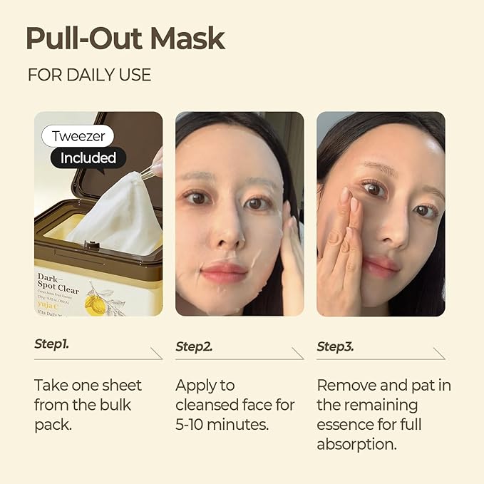 SKINFOOD Yuja C Vita Daily Sheet Mask, Korean 5-Minute Quick Skincare Hack, Triple Blemish & Dark Spot Care, Skin Tone Improvement Face Mask for Transparent and Clear Skin, Bulk Pack (30EA)