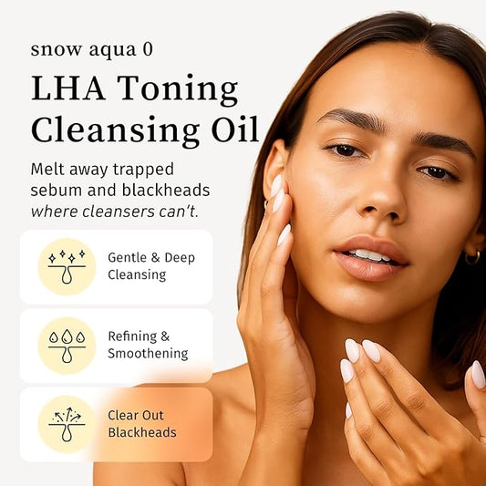 NOONI Korean Cleansing Oil - Snow Aqua 0 LHA Toning Cleansing Oil *2ea | Makeup Blackhead Remover, Pore Control, Glass Skin, Help Control Sebum, Revitalizing, Preppy Stuff, 6.76 Fl Oz x 2
