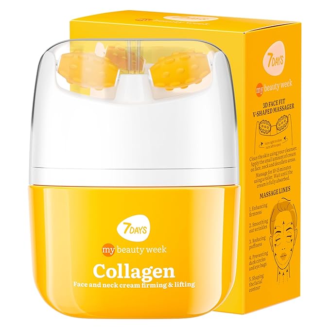 7DAYS AH-8 Neck Firming Cream with Roller - Korean Anti Aging Face Moisturizer with AH8 & Collagen, 2-in-1 Tightening & Lifting Neck Cream & Face Cream with Peptide Complex, Wrinkle Care | 1.35 fl oz