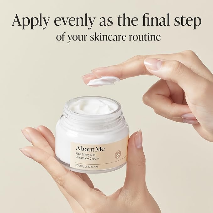 About Me Rice Makgeolli Ceramide Cream – Korean Traditional Fermentation Face Moisturizer for Dry Sensitive Skin – Daily Care with 6 Ceramides & Shea Butter – Korean Skin Care – 2.87oz, 85ml