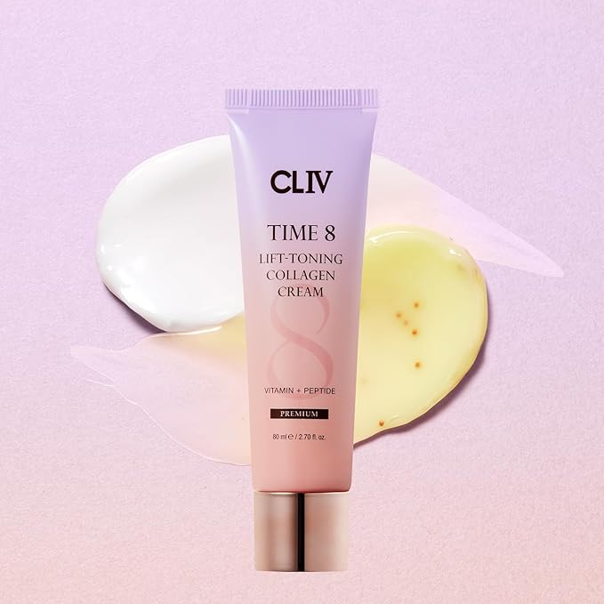 CLIV Time 8 Lift Toning Collagen Cream – Korean Skincare Hydrating Face Moisturizer with Peptides, Niacinamide & Multi-Vitamin Complex – 2.7 fl oz (80ml)