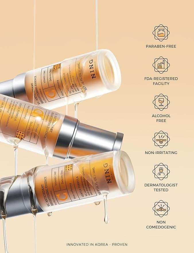 Vitamin C Serum with Niacinamide & Ethyl Ascorbic Acid: Brightening, Moisturizing Face Serum for Dark Spots | Hyperpigmentation & Anti-Aging Treatment | Korean Synergy Formula 1.01oz