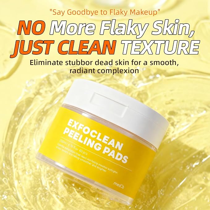 MEDB Exfoclean Peeling Pads Korean Skincare Exfoliating Face Pad with AHA & BHA Face Exfoliator Toner Pads with Salicylic Acid Brightening, Hydrating, Pore Care, for Radiant & Clear Skin, 60 Counts