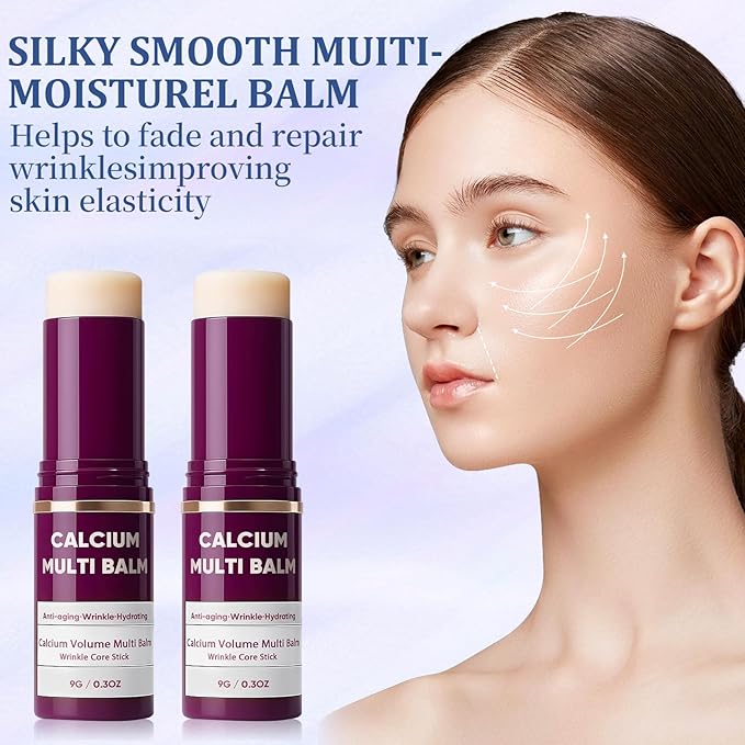2PCS Calcium Multi Balm, Calcium Volume Multi Balm, Wrinkle Core Stick, Korean Collagen Moisturing Stick, Anti-aging, Hydrating, Suitable for Eyes, Face, Neck