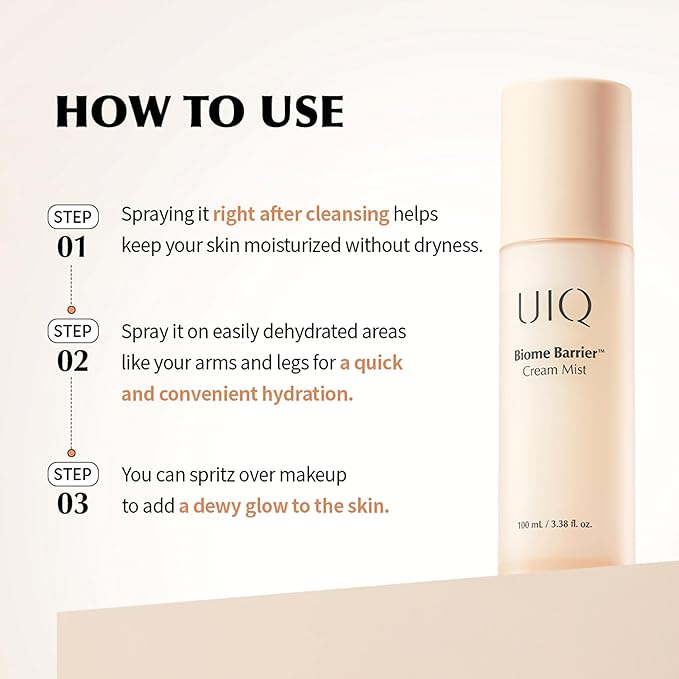 UIQ Biome Barrier Cream Mist - Facial Barrier Mist for Hydration & Skin Barrier Repair, Microbiome-Based Korean Skin Care, 3.38 fl oz
