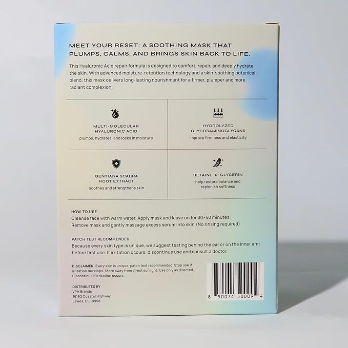 Mei Apothecary Hydra Pop Face Mask, 4 Pack Hydrating Korean-Style Skin Care Sheet Masks with Hyaluronic Acid & Collagen for Plump, Firm, Bouncy Skin Appearance