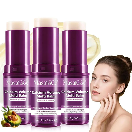 VOFANK Calcium Volume Multi Balm, Calcium Volume Multi Balm Stick, Korean Collagen Moisturing Stick, Anti-aging, Hydrating, Repairs and Moisturizes Anti Wrinkle Balms for Eyes, Face, Neck(3pcs)