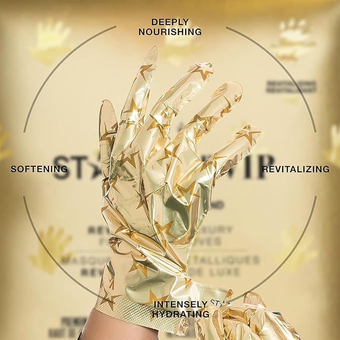 STARSKIN VIP Gold Mask Hand, Revitilizing Hand Mask for all Skin Types, Korean Skin Care, Hydrating and Moisturizing with Shea Butter and Bulgarian Rose Oil, K Beauty Skincare (4 Pack)