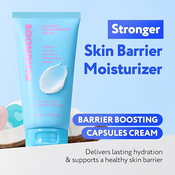Coconut Hydro Barrier Cream | Soothing & Barrier Repair Moisturizer with Panthenol, Ceramide & Squalane | Non-Greasy, Fragrance Free Capsule Cream Korean Skin Care (80ml / 2.7 fl oz)