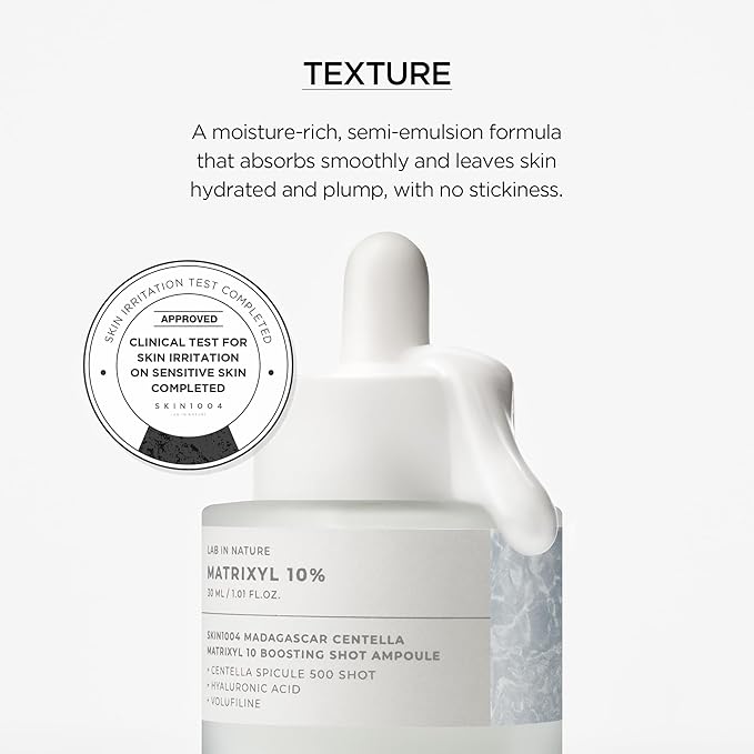 SKIN1004 Matrixyl 10% Boosting Shot Ampoule 1.01fl.oz, 30ml, Hyaluronic Acid & Spicule Serum, Korean Hydrating Facial Matrixyl & Peptide Serum for Deep Moisture, Madagascar Centella, Korean Skin Care