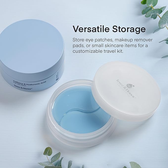 Small Travel Containers for Skincare: 2 Jars Korean Mini Containers with Lids for Toner Pads & Under Eye Patches DIY - Travel-Friendly, Reusable, Leak Proof Skincare Storage, Made in Korea