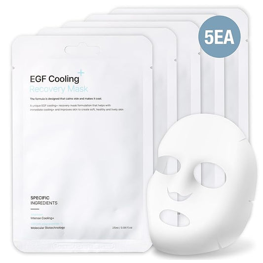 POESIA EGF Cooling + Recovery Sheet Mask Set – -8°C Instant Chill | Korean Pore-Refining Face Mask with Allantoin, Witch Hazel & Ceramides | 5 Sheets | Soothes, Brightens, Tightens
