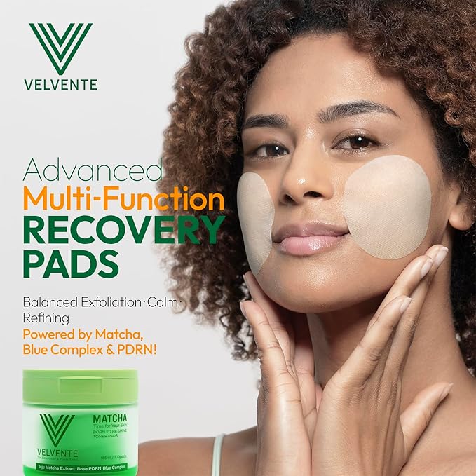 Matcha Toner Pads Recovery & Refining, Rose PDRN Facial Pads for Acne-Prone, Dark Spot, Redness, Anti-Aging, Brightening & Exfoliating, All-in-One Skin Treatment, Korean Skin Care, 100 Pads