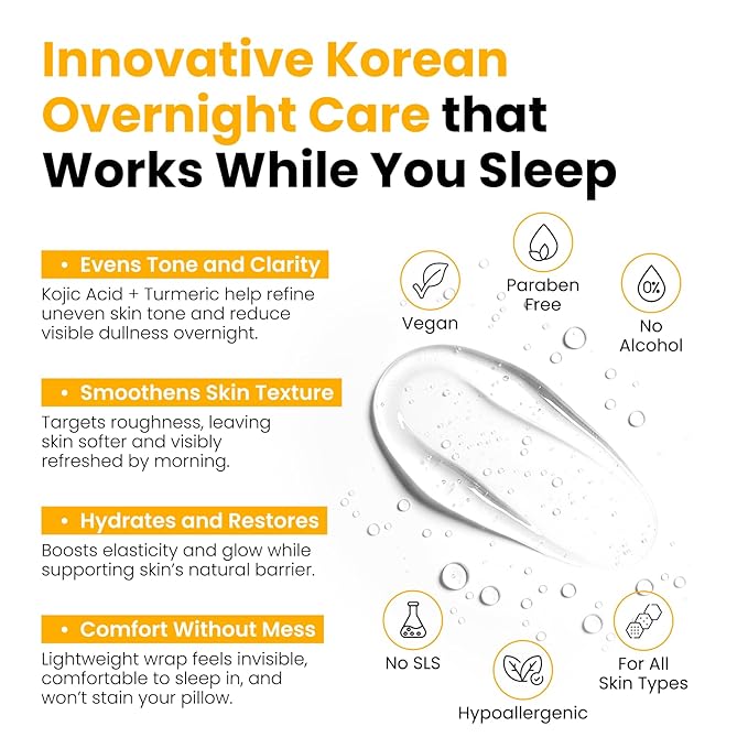 QUIA Collagen Jelly Cream + Turmeric Overnight Wrapping Mask – Daily Hydration and Night Repair Skincare Set – Korean Skincare Moisturizer + Sleeping Mask