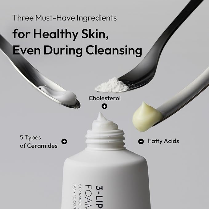 LAYERLAB Korean Face Wash with 5 Ceramides | Hydrating Low pH Cream Foam Cleanser for Sensitive Skin | Helps Support Moisture Barrier, Non-Drying, For All Skin Types 150ml 5.07 fl oz (White)