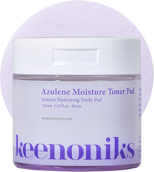 keenoniks Moisture Recovery Toner Pads for Dry, Sensitive Skin – Soothes & Hydrates with Azulene & Chamomile – Korean Skincare - 80 Pads (5.07 fl oz)