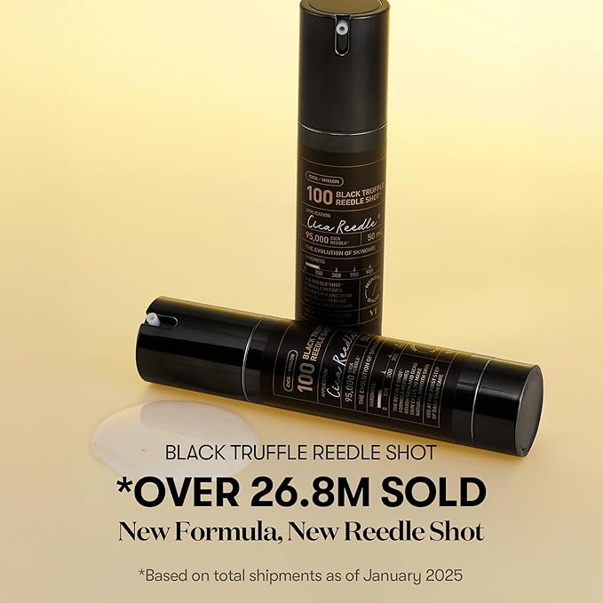 VT COSMETICS Black Truffle Reedle Shot 100 Serum with Black Truffle Extract & 24K Gold Spicule Microneedling Formula, Korean Skincare, 1.69 fl oz(50ml)