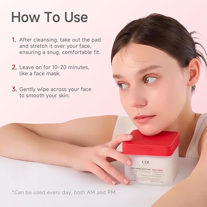 CDL Dewy Rose PDRN Toner Pads - Stretchy Facial Yoga Pad Hydrating, Firming & Soothing for Daily Care, Hyaluronic Acid PHA Glutathione Korean Skin Care, 60 Pads